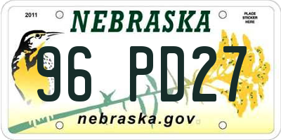 NE license plate 96PD27