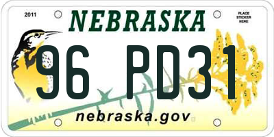 NE license plate 96PD31