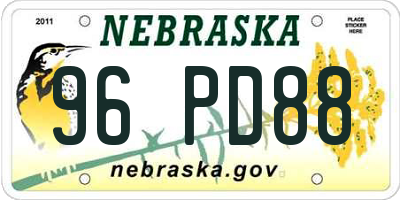 NE license plate 96PD88