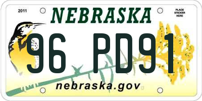 NE license plate 96PD91