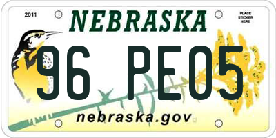 NE license plate 96PE05