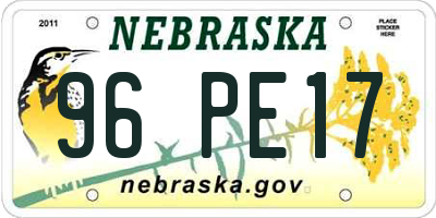 NE license plate 96PE17