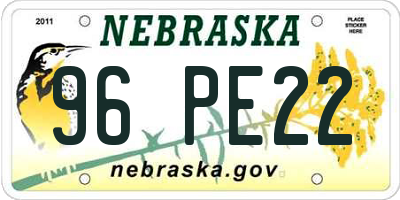 NE license plate 96PE22
