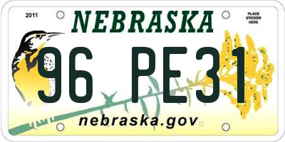 NE license plate 96PE31