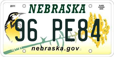 NE license plate 96PE84