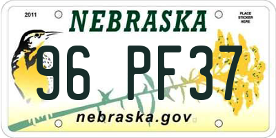 NE license plate 96PF37