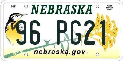 NE license plate 96PG21
