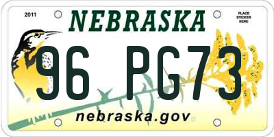 NE license plate 96PG73