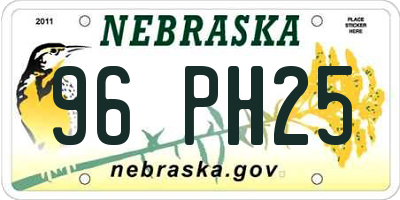 NE license plate 96PH25