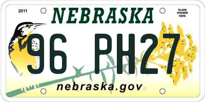 NE license plate 96PH27