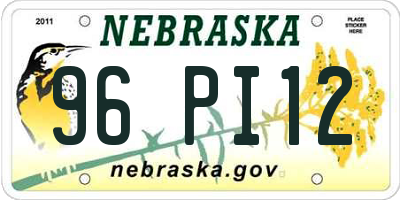 NE license plate 96PI12