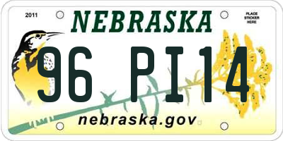 NE license plate 96PI14