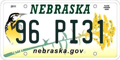 NE license plate 96PI31