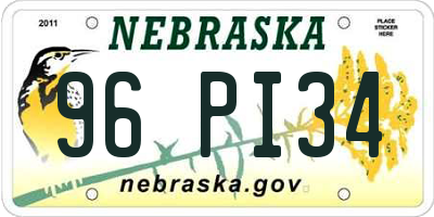 NE license plate 96PI34