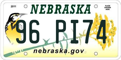 NE license plate 96PI74