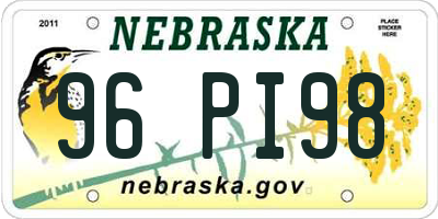 NE license plate 96PI98