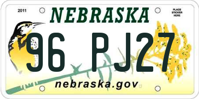 NE license plate 96PJ27