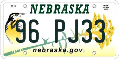 NE license plate 96PJ33