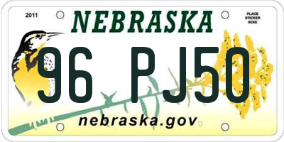 NE license plate 96PJ50