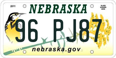 NE license plate 96PJ87
