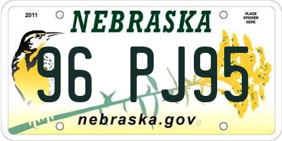 NE license plate 96PJ95
