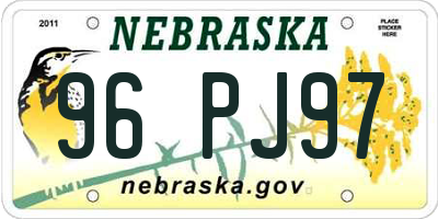 NE license plate 96PJ97