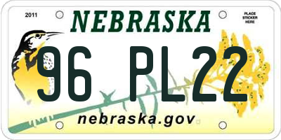 NE license plate 96PL22