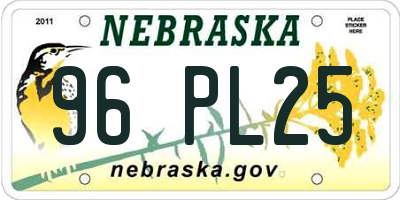 NE license plate 96PL25