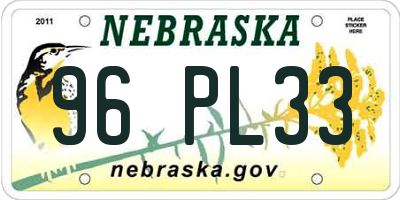 NE license plate 96PL33