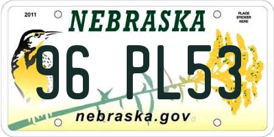 NE license plate 96PL53