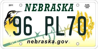 NE license plate 96PL70
