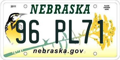 NE license plate 96PL71