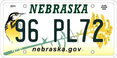 NE license plate 96PL72