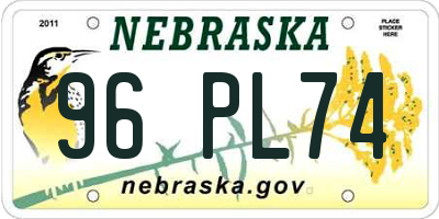 NE license plate 96PL74