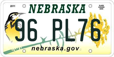 NE license plate 96PL76
