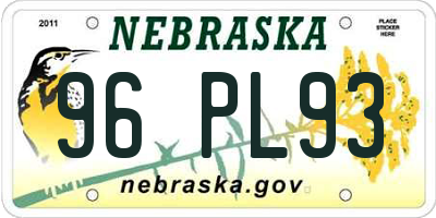 NE license plate 96PL93