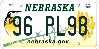NE license plate 96PL98
