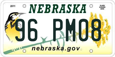 NE license plate 96PM08