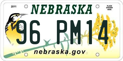 NE license plate 96PM14