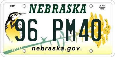 NE license plate 96PM40