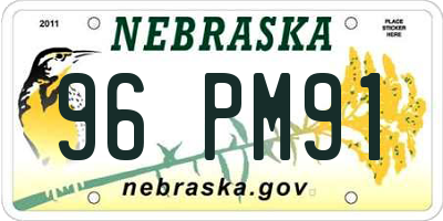NE license plate 96PM91