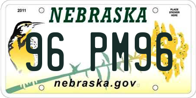 NE license plate 96PM96