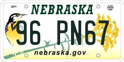 NE license plate 96PN67
