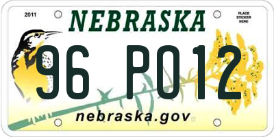 NE license plate 96PO12