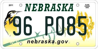 NE license plate 96PO85