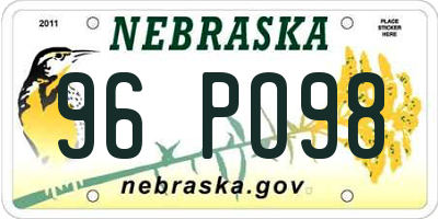 NE license plate 96PO98