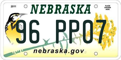 NE license plate 96PP07