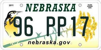 NE license plate 96PP17