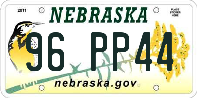 NE license plate 96PP44