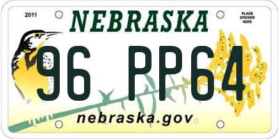 NE license plate 96PP64